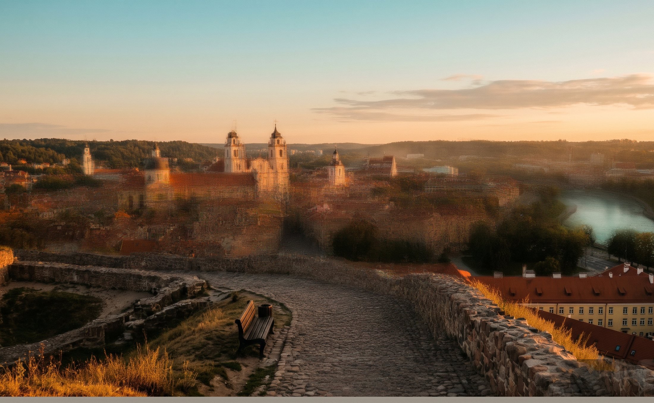 Baltic old town at golden hour
